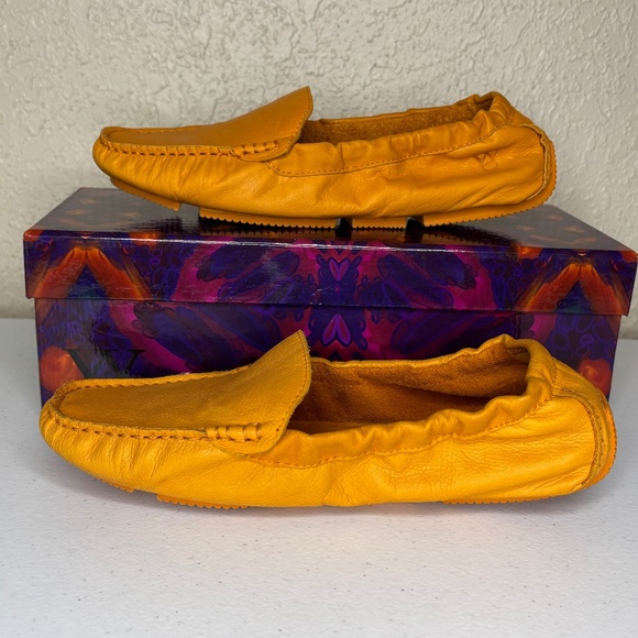Diana Warner Tangerine Orange Leather Foldy Driving Loafer Women's Size 38/7 - Picture 6 of 11